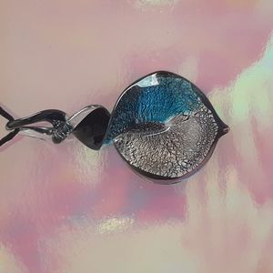 Morano Glass Leaf Necklace New